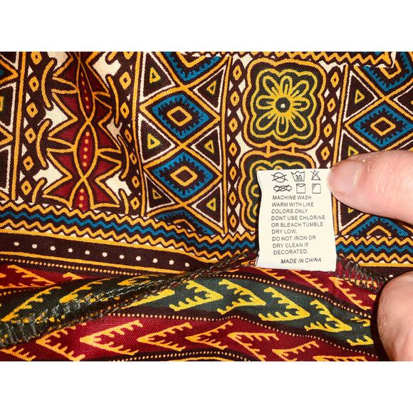 Dashiki Skirt Sash Green/Gold/Red Wax Block Print ft Inc CH9004 Free New Stiff - Picture 5 of 12